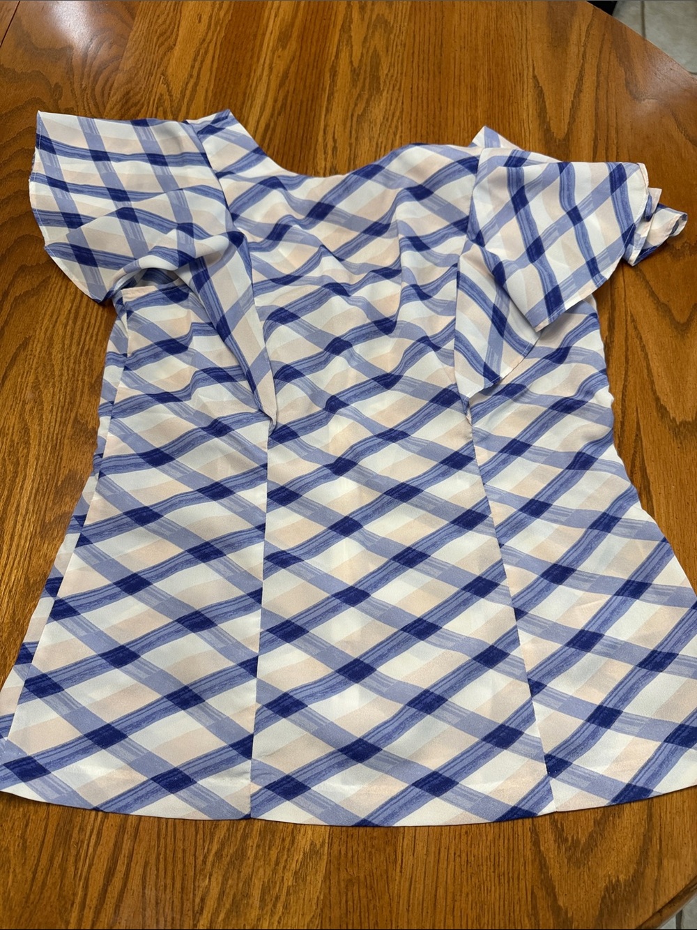 Banana Republic Women’s Blue & White Plaid Short-Sleeve Top